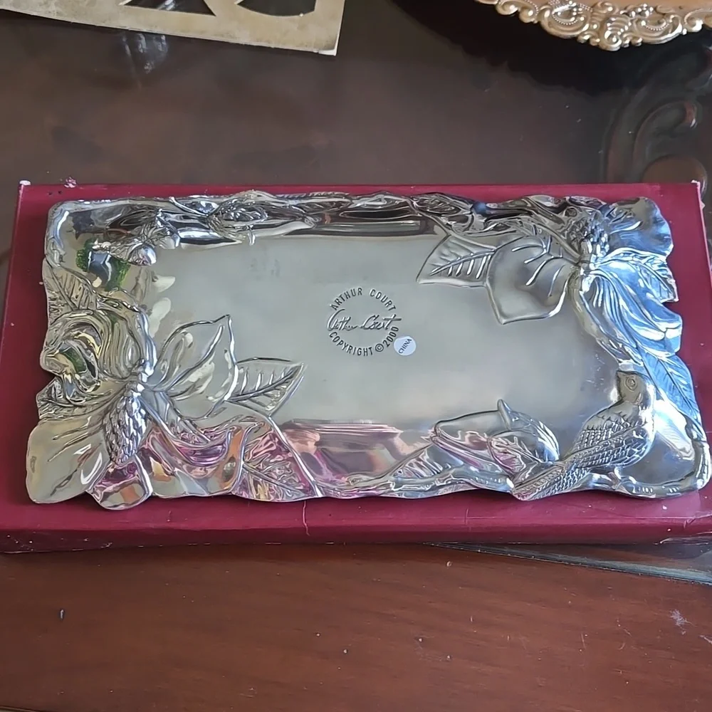 Arthur Court Vintage 2000 Magnolia Bird Butterfly Pewter 11